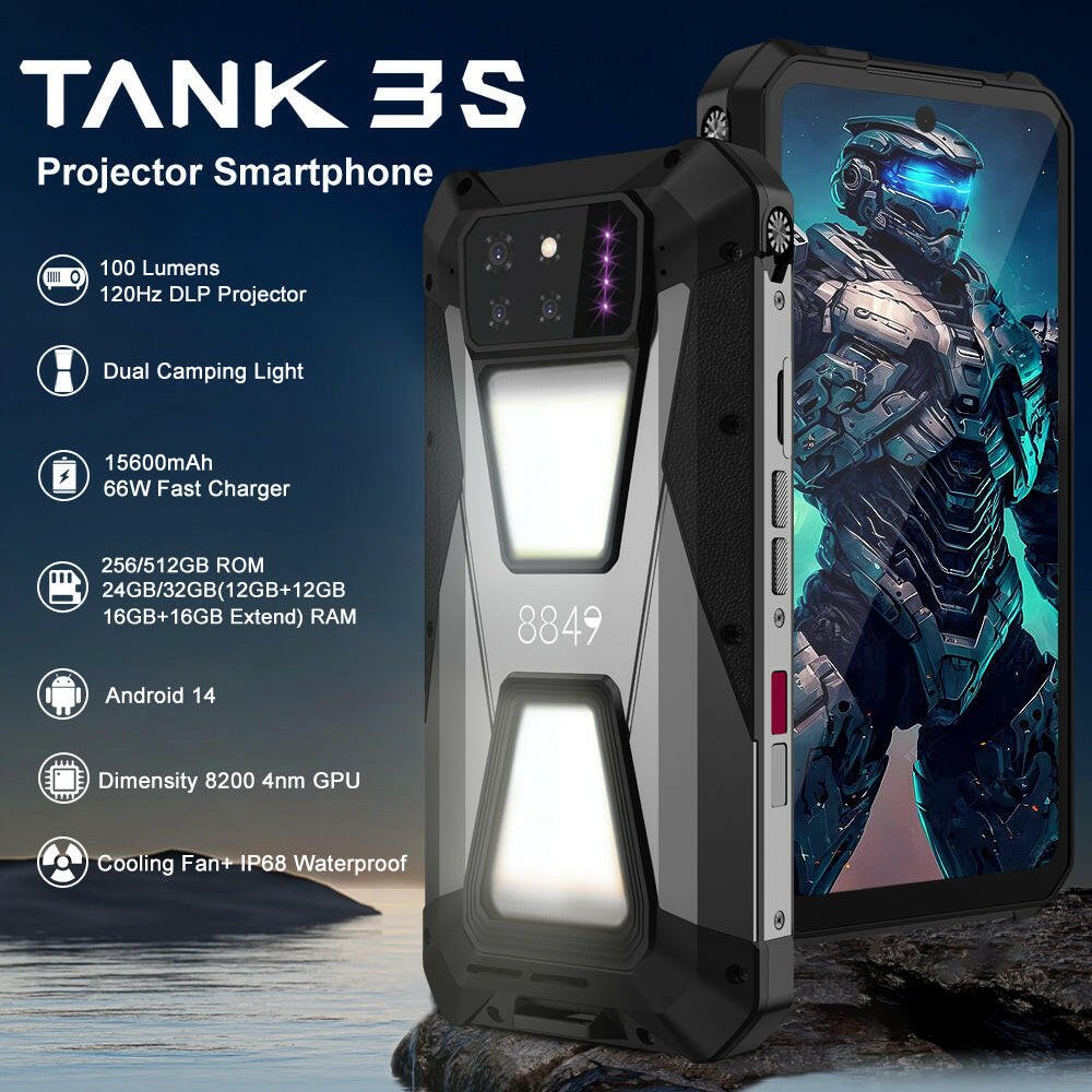 TANK 3S - 15600 mAh Battery 5G Rugged Phone with Projector - 8849 Official Store