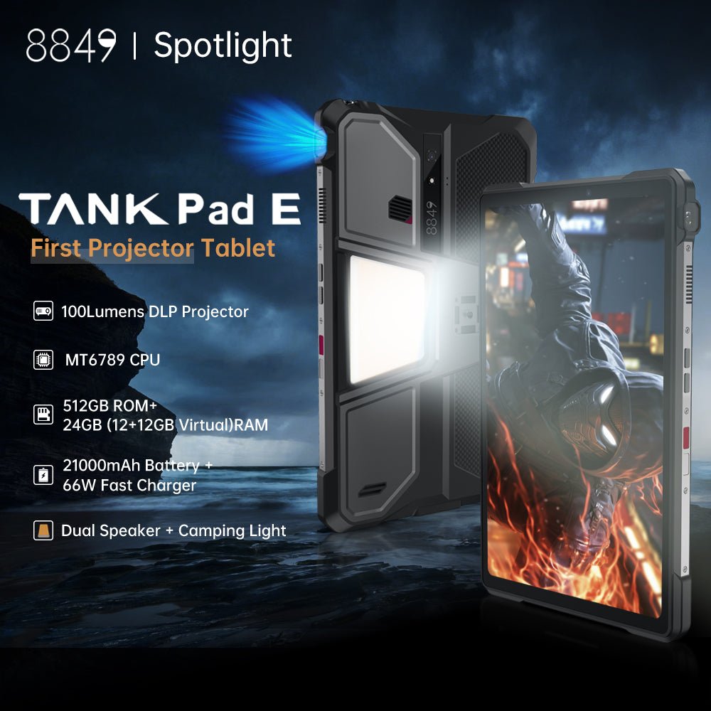 TANK Pad E - The First 4G Rugged Projector Tablet with 21000mAh Big Battery - 8849 Official Store