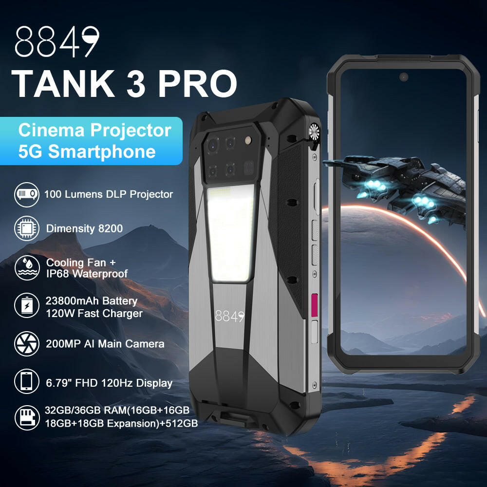 TANK 3 Pro – Newly Upgraded 5G 23800mAh 200MP Projection Rugged Phone - 8849 Official Store