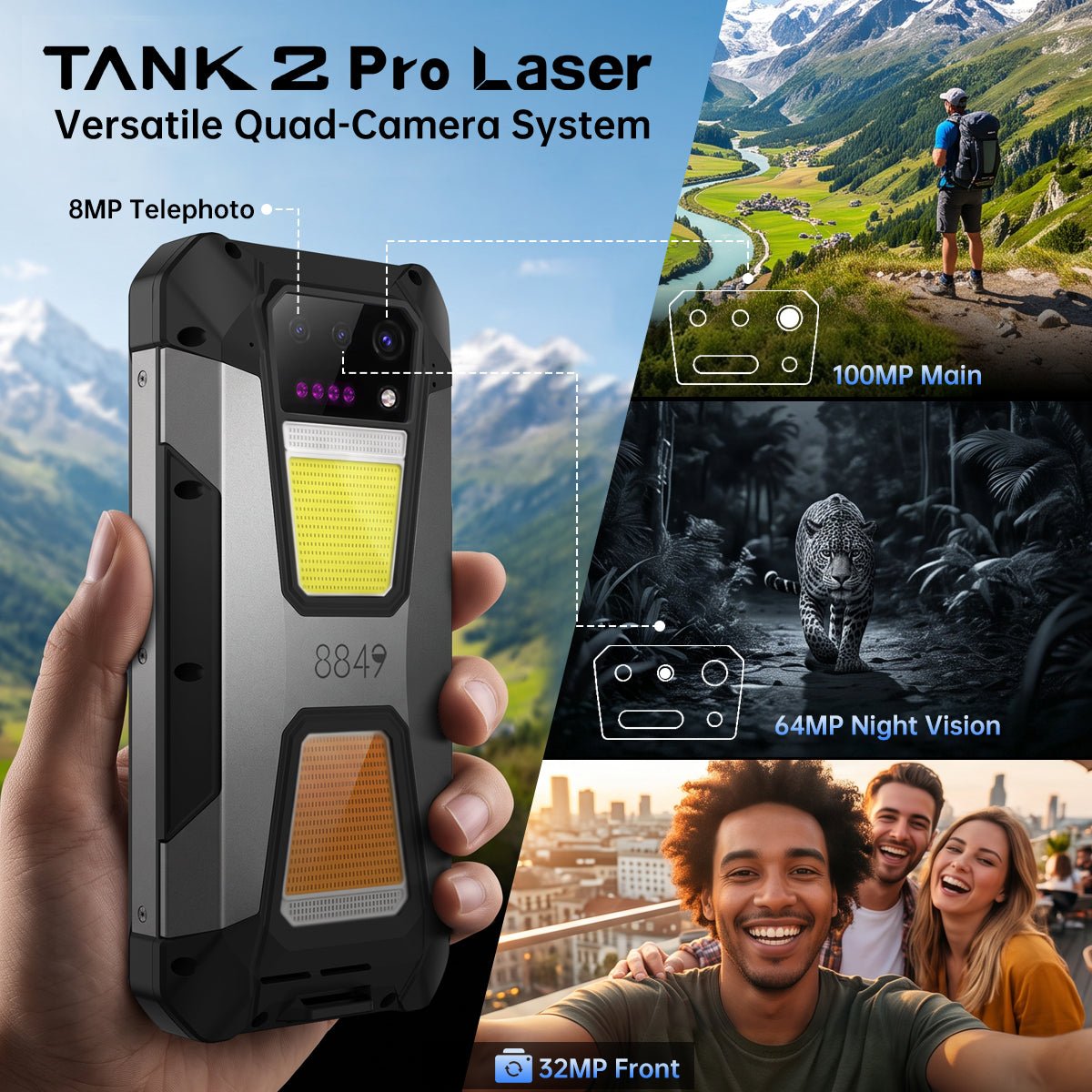 TANK 2 Pro Laser – 4G Rugged Smartphone with 720P Laser Projector, 23,800mAh Battery (Pre-order) - 8849 Official Website