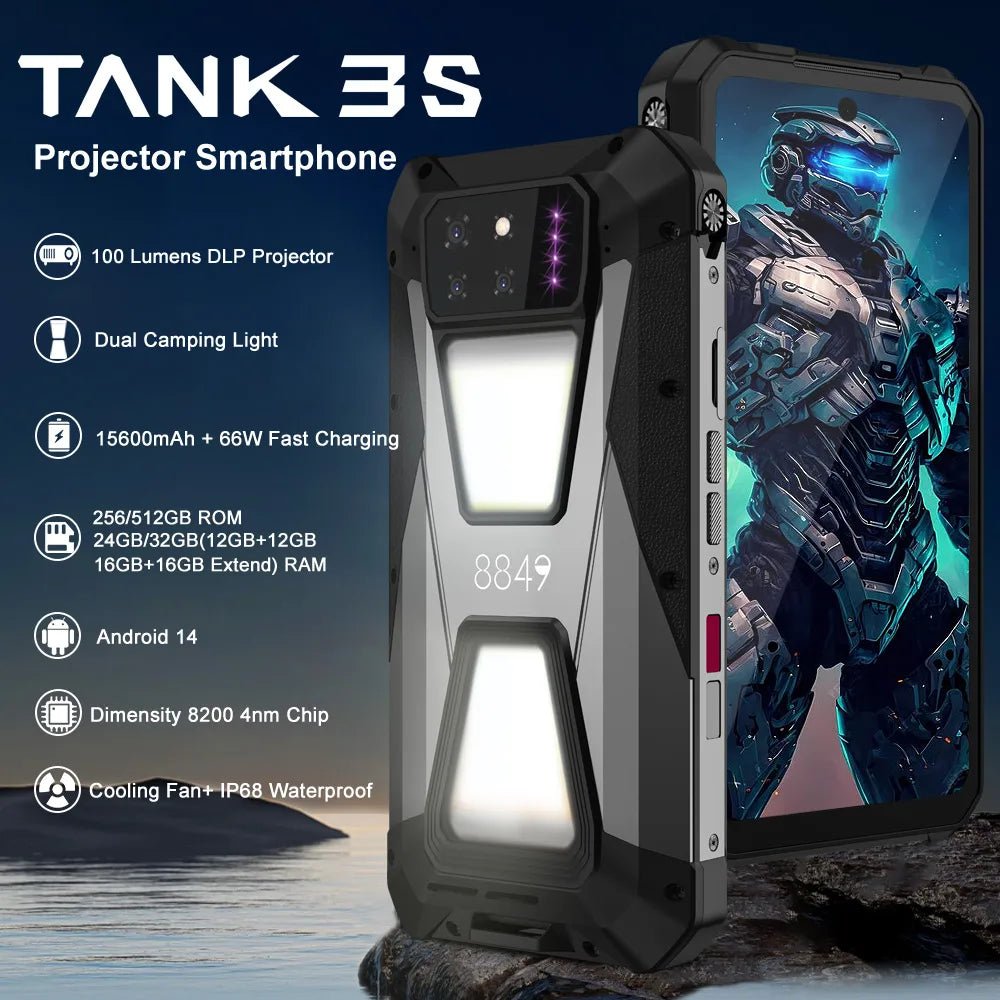 TANK 3S - 15600 mAh Battery 5G Rugged Phone with DLP Projector - 8849 Official Store