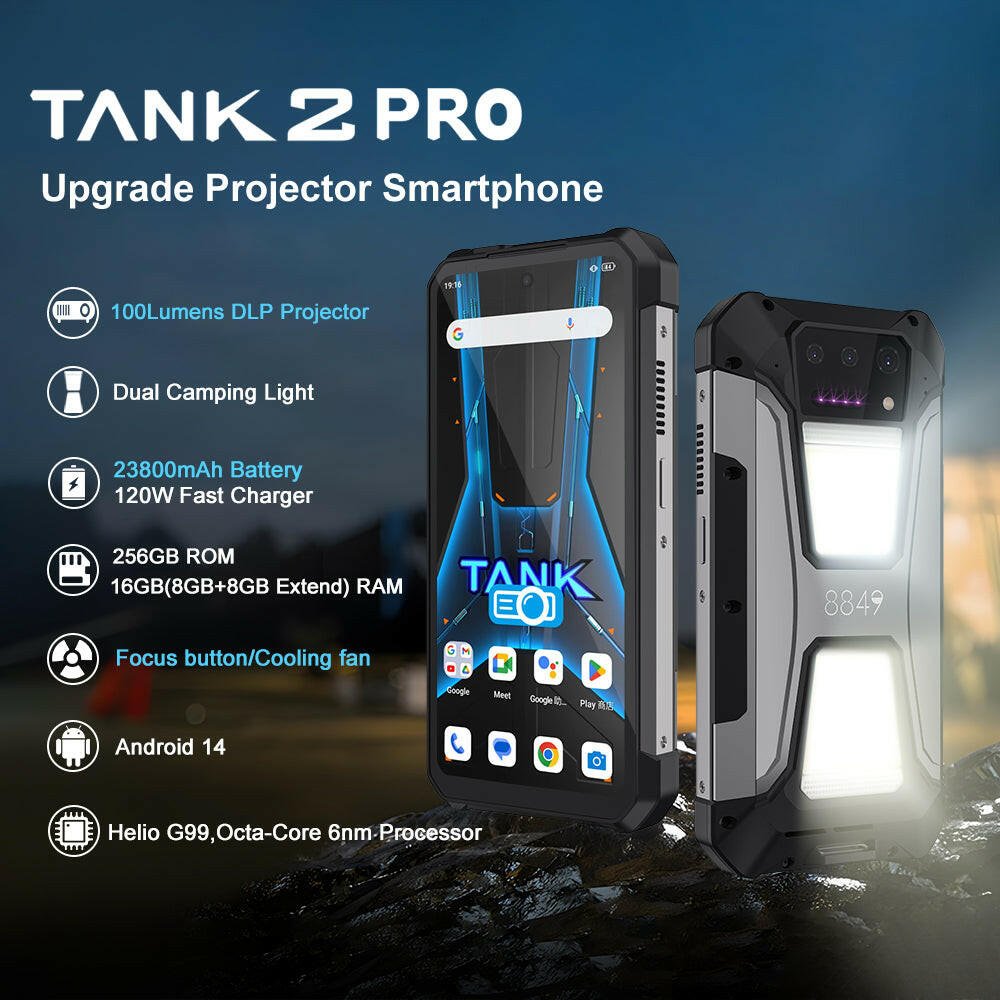 TANK 2 Pro - Rugged Phone with 23800mAh Battery & Superior Projection - 8849 Official Store