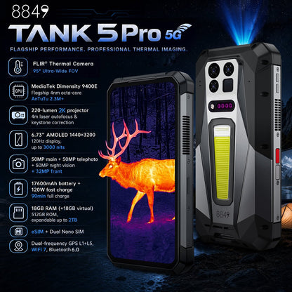 TANK 5 Pro Rugged Smartphone – World’s First 95° Ultra-Wide Thermal Imaging, 2K Projector, 9400e Chip, 3K Display & eSIM 【pre-order】 - 8849 Official Website
